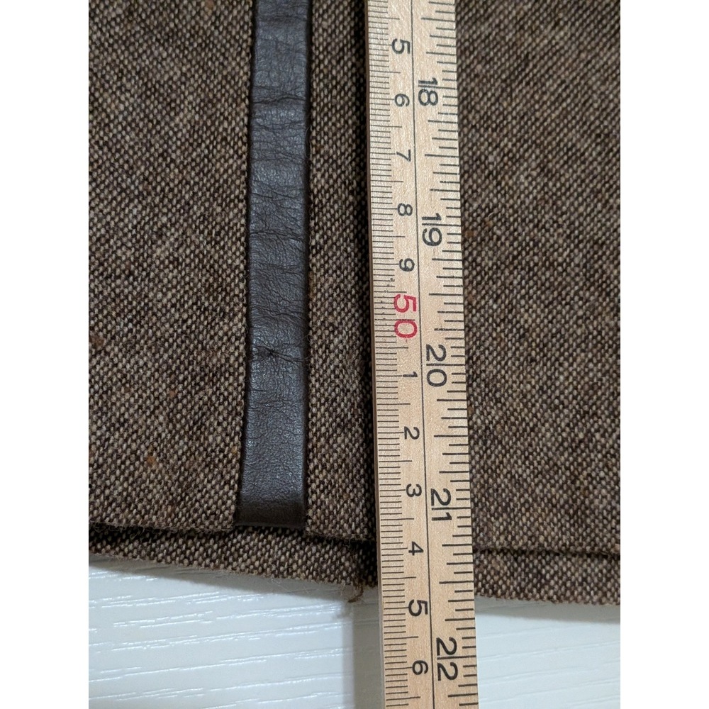 Vintage Pendleton Wool A-Line Skirt Brown Leather Trim Made in USA Size 10 - Picture 4 of 10